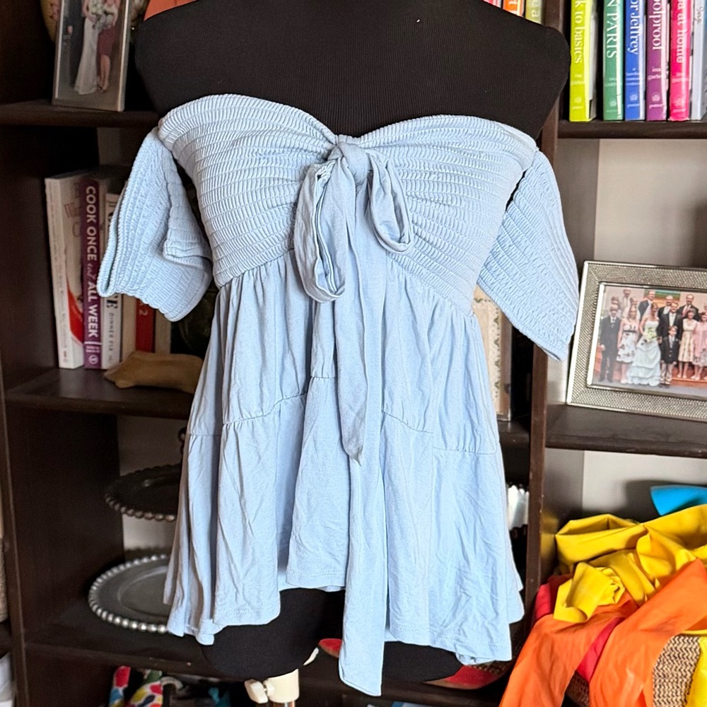 VENUS Women's Tie Front Smocked Top